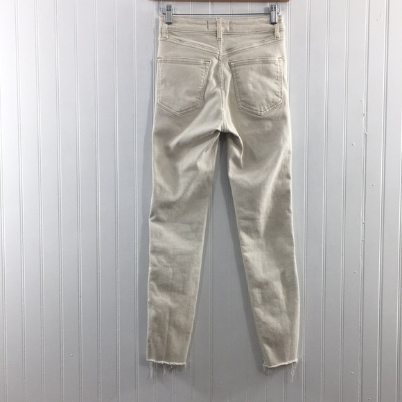 3/$20 We The Free People Skinny Jeans Womens 26 Cream Cotton Denim Raw‎ Hem - Picture 4 of 13
